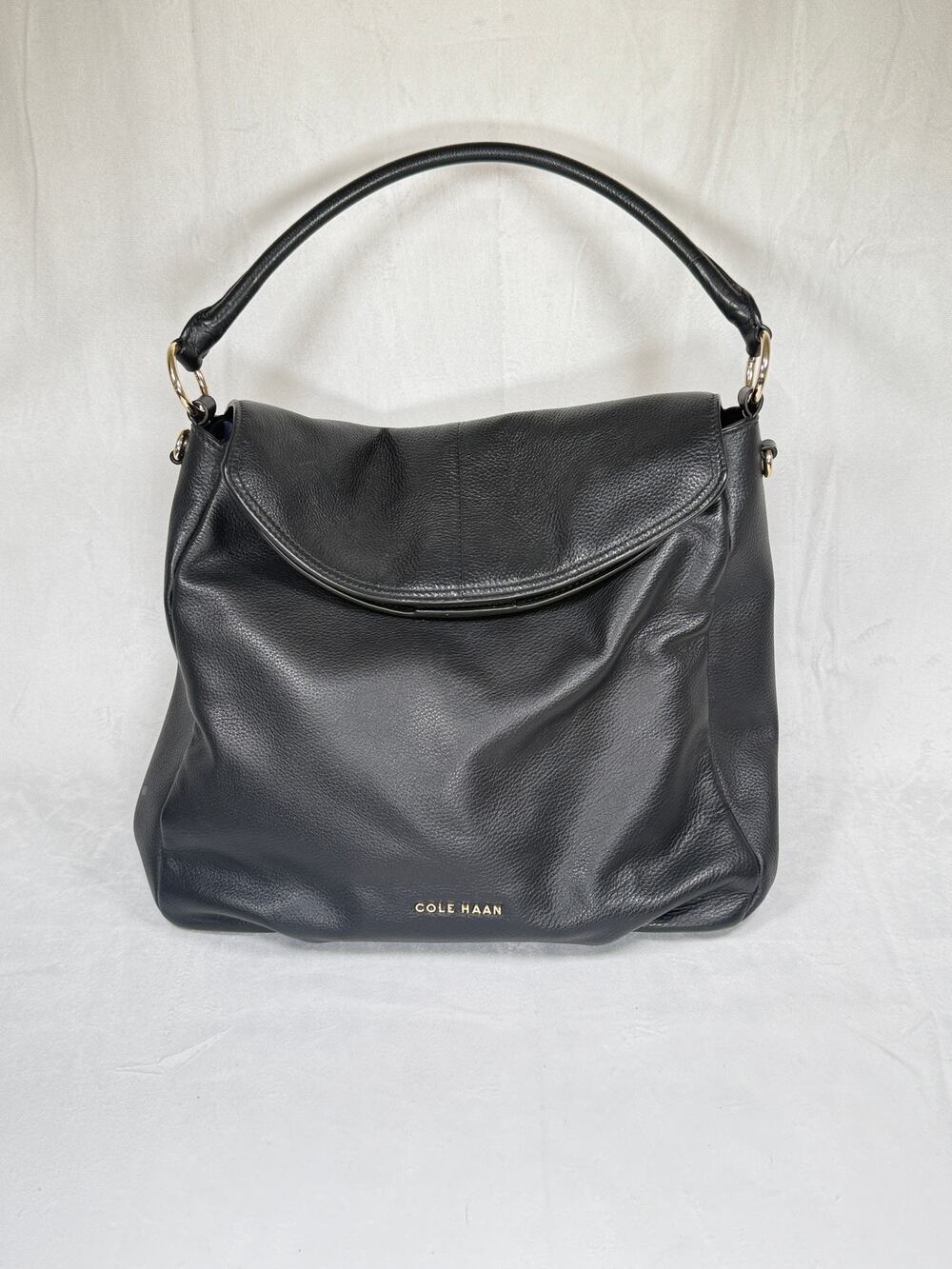 Cole Haan Black Leather Hobo 2 way shoulder bag convertible